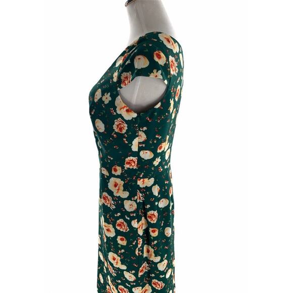 JM Studio By John Meyer Dress Women's 8 Emerald Floral Cap Sleeve Stretch Midi - Picture 3 of 7